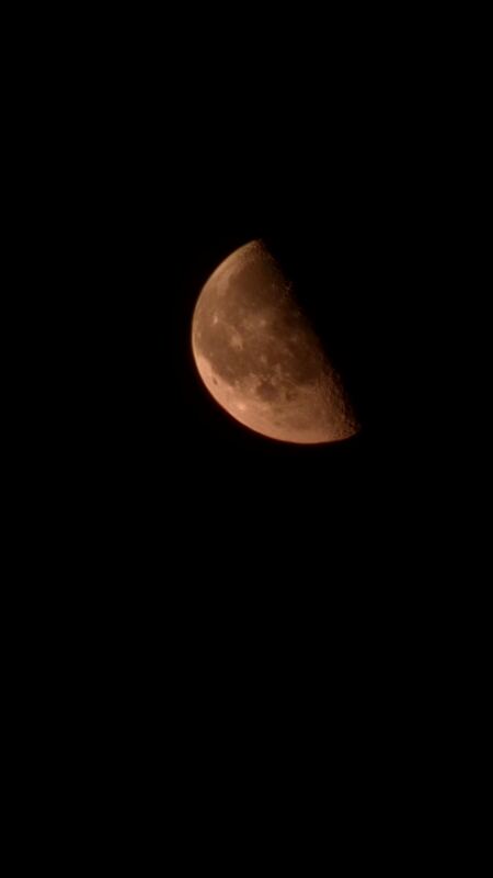 Half moon over Biscay, from the deck