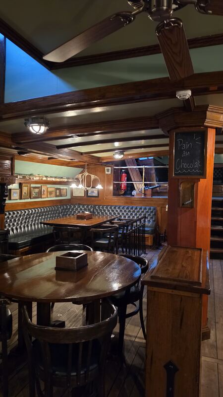 The saloon. Note the chalkboard.